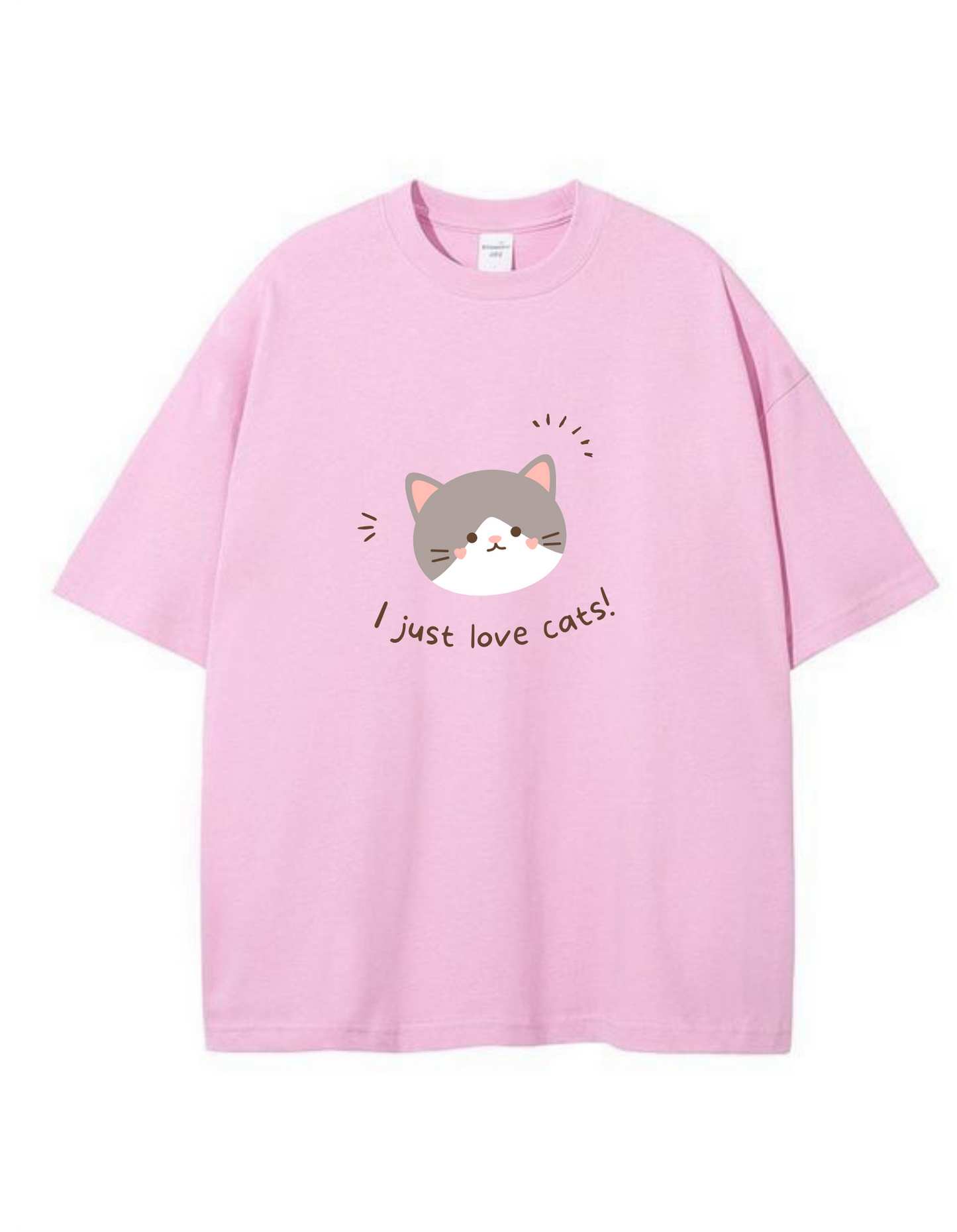 Pastel Cat Love Oversized T-Shirt