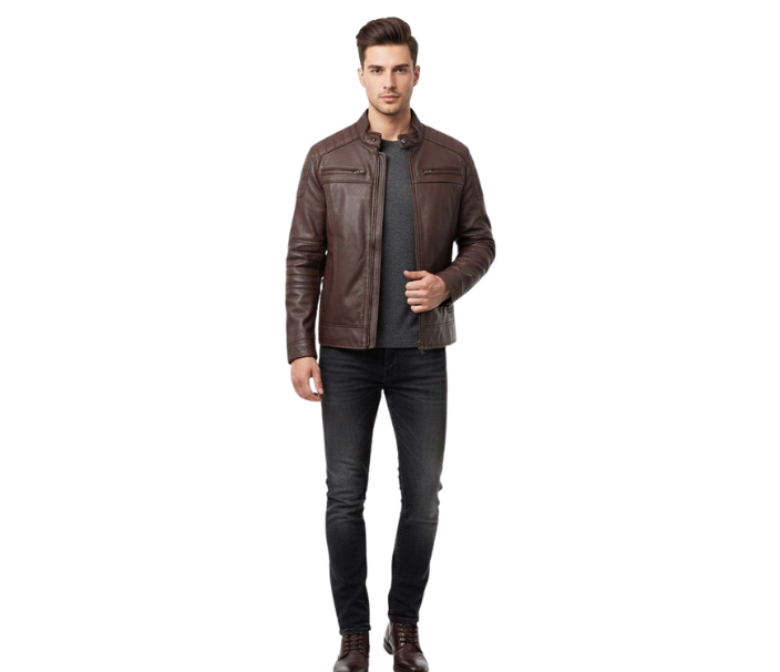 Trendiore Brown Moto Leather Jacket