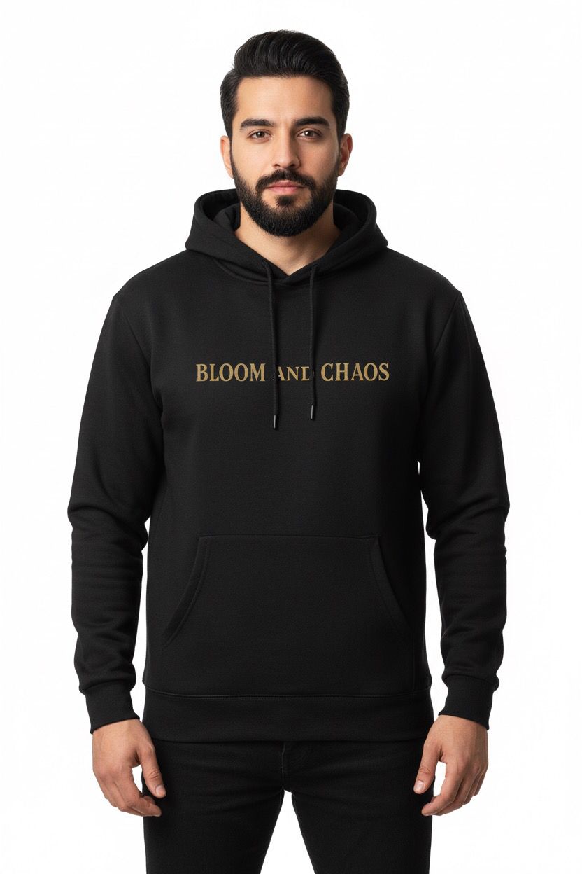 Bloom in Chaos Black Graphic Hoodie